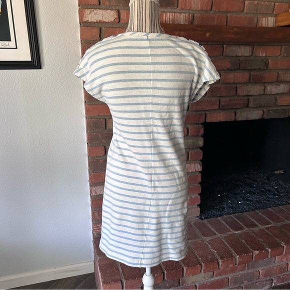 Claudie Pierlot Timber Striped Jersey Mini Dress in White Blue Sz 2 - Picture 8 of 10